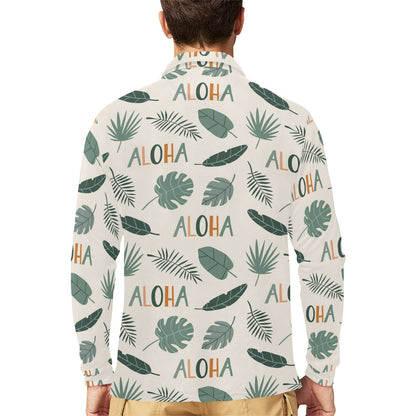 Aloha Hawaii Pattern Print Design 05 Long Sleeve Polo Shirt For Men's