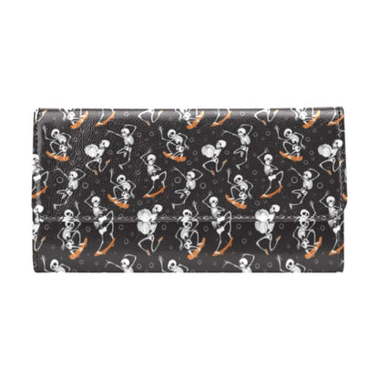 Skateboard With Skeleton Print Design LKS303 Women's Trifold Wallet