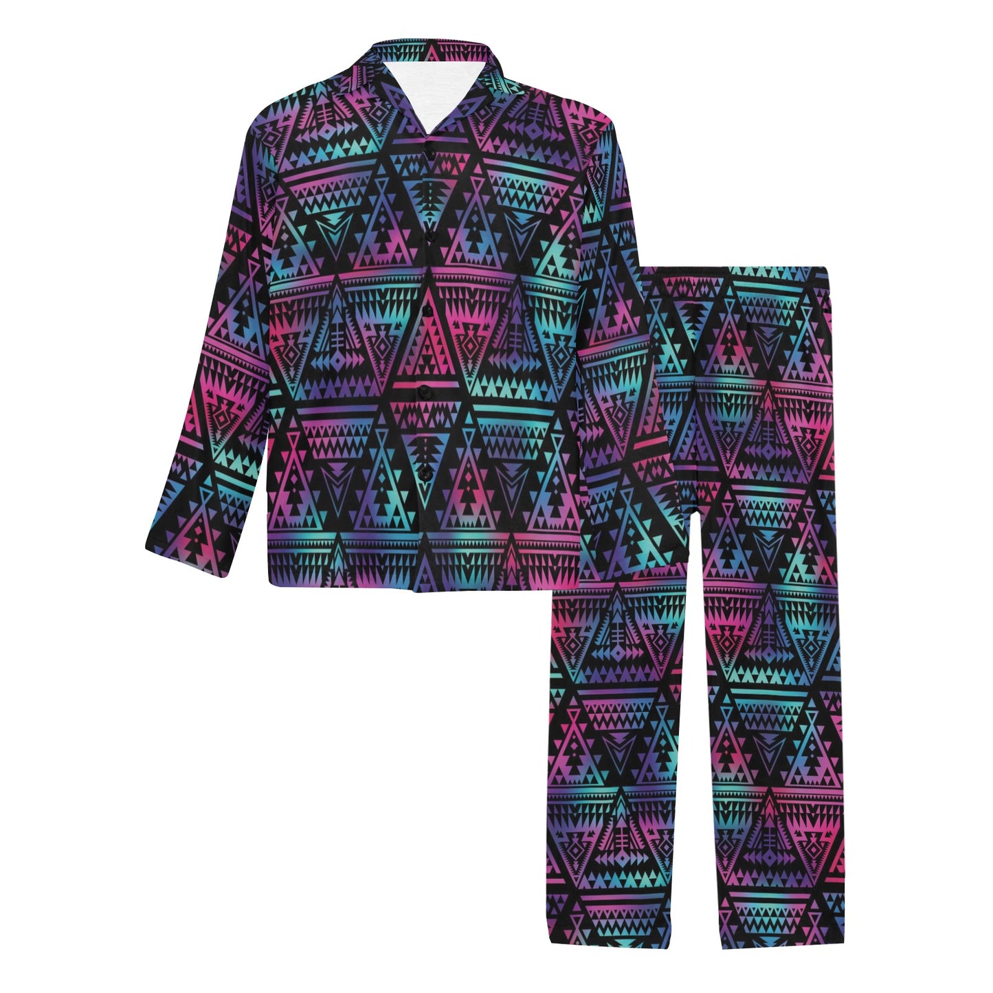 Tribal aztec Dark Multicolor Men's Long Pajama Set