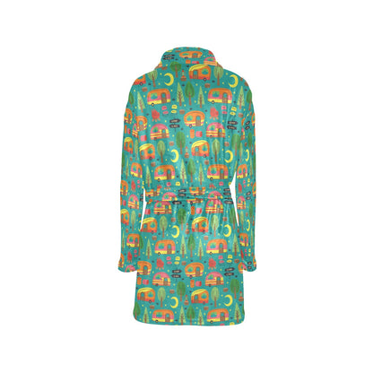 Camping Camper Pattern Print Design 05 Women's Fleece Robe