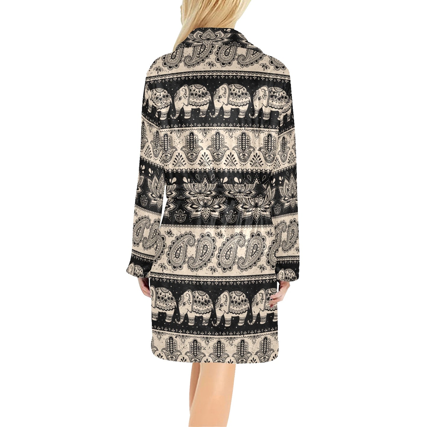 Elephant Hansa Lotus Pattern Women's Fleece Robe
