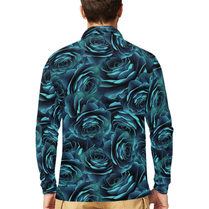 Camellia Pattern Print Design CM04 Long Sleeve Polo Shirt For Men's
