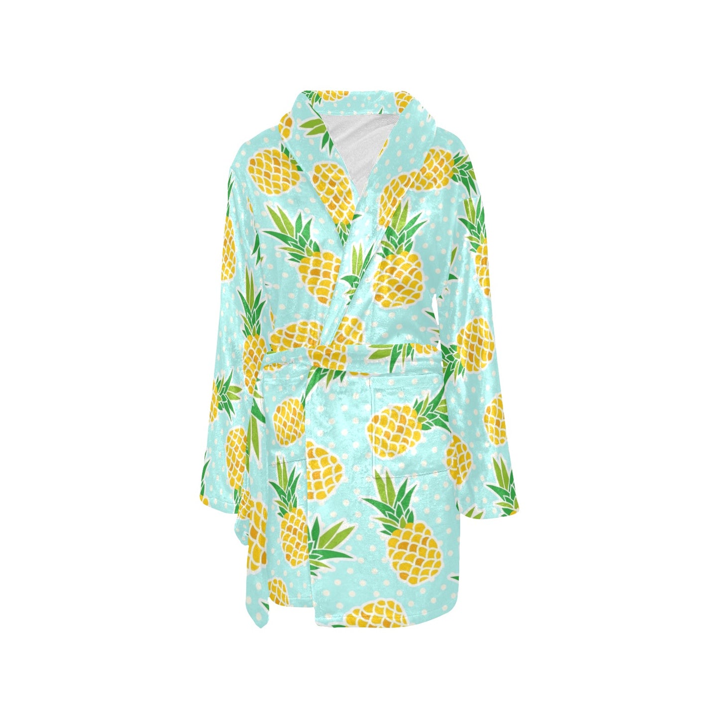 Pineapple Pattern Print Design PP01 Women's Fleece Robe