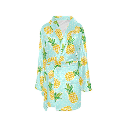Pineapple Pattern Print Design PP01 Women's Fleece Robe