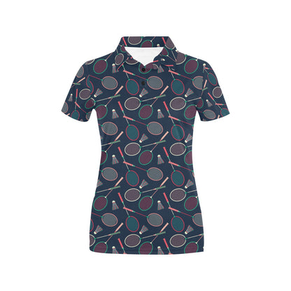 Badminton Pattern Print Design 03 Women's Polo Shirt