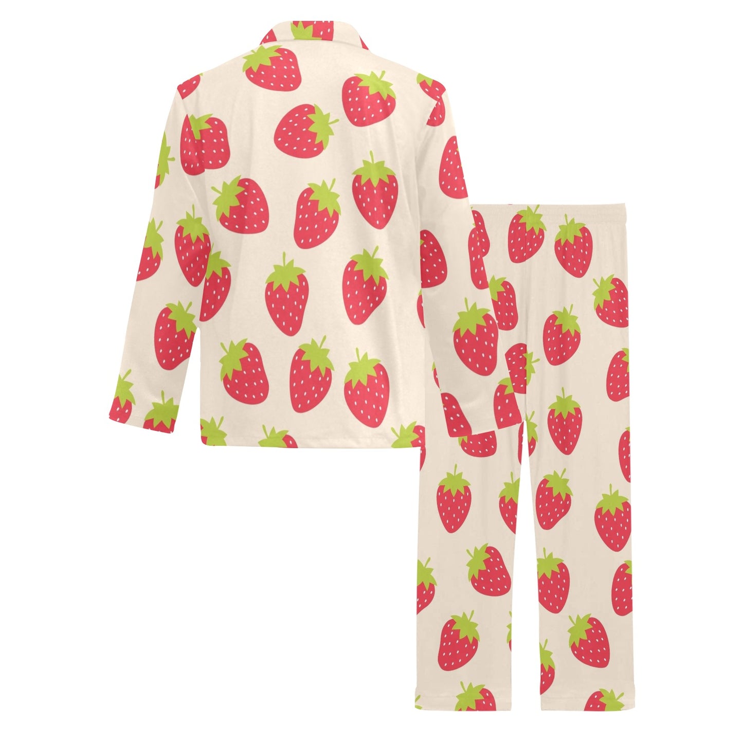 Strawberry Pattern Print Design SB02 Men's Long Pajama Set