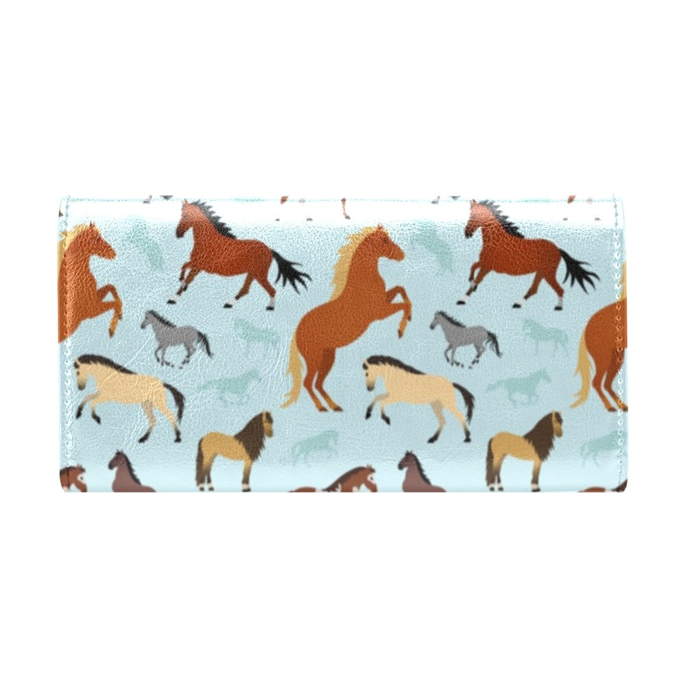Horse Cute Themed Pattern Print Women's Trifold Wallet