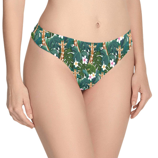 Giraffe Jungle Design Print Women's Thongs