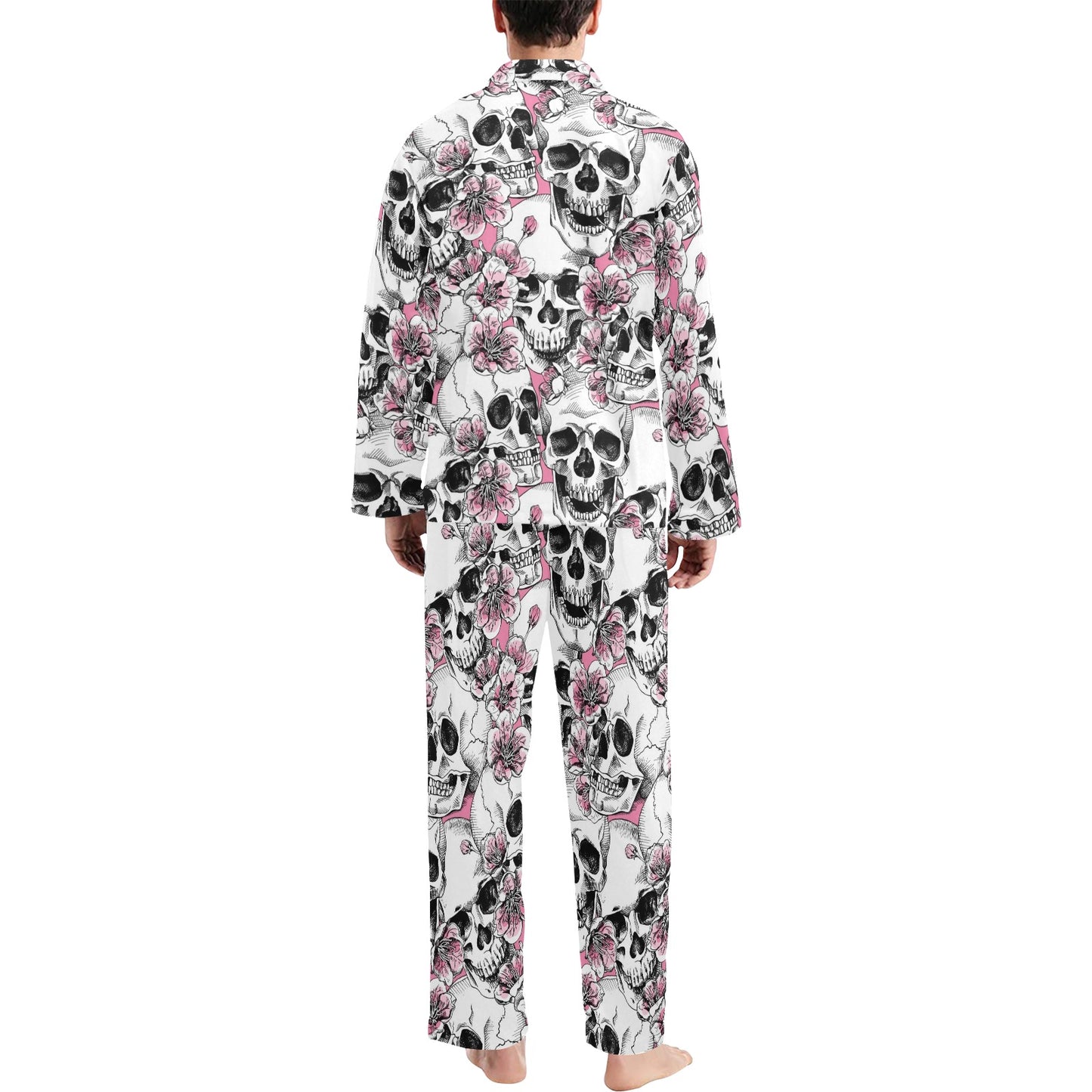 Cherry Blossom Pattern Print Design CB03 Men's Long Pajama Set
