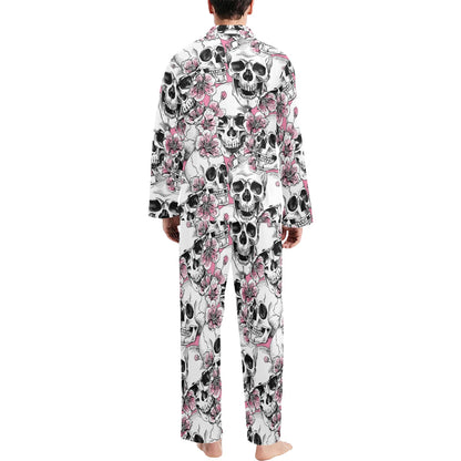 Cherry Blossom Pattern Print Design CB03 Men's Long Pajama Set