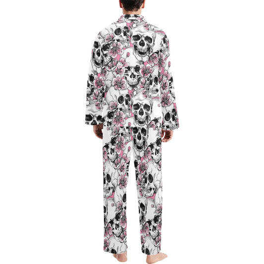 Cherry Blossom Pattern Print Design CB03 Men's Long Pajama Set