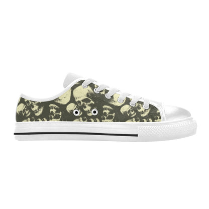 Skull Print Design LKS302 Women's White Low Top Shoes