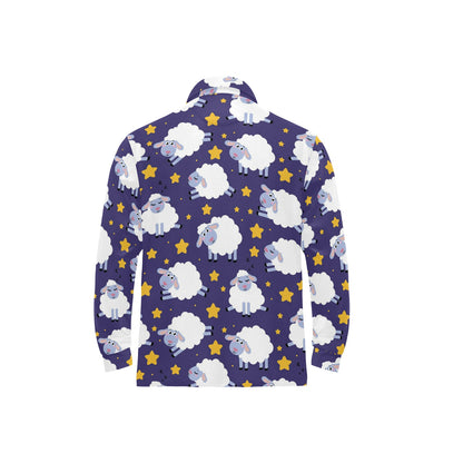 Sheep Pattern Print Design 03 Long Sleeve Polo Shirt For Men's