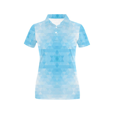 Geometric Blue Pattern Print Design 01 Women's Polo Shirt