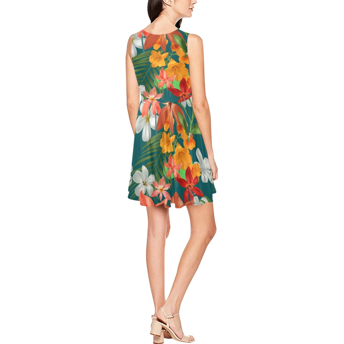 Amaryllis Pattern Print Design AL06 Sleeveless Dress