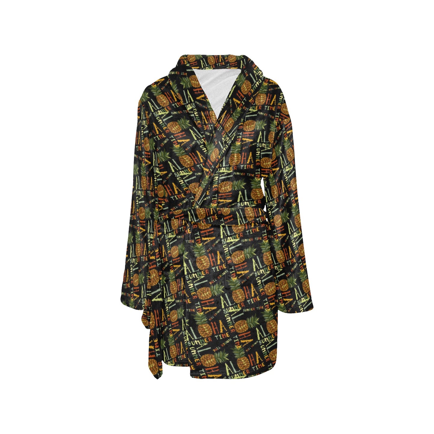Aloha Hawaii Time Design Themed Print Women's Fleece Robe