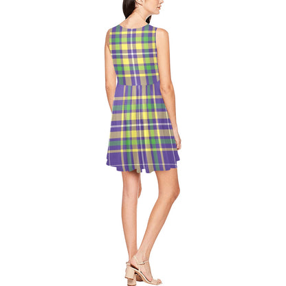 Mardi Gras Pattern Print Design 010 Sleeveless Dress
