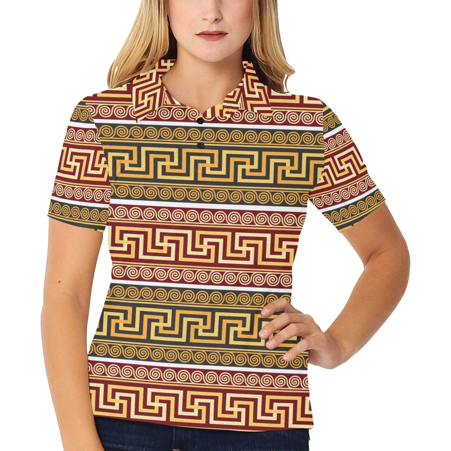 Ancient Greek Pattern Print Design LKS302 Women's Polo Shirt