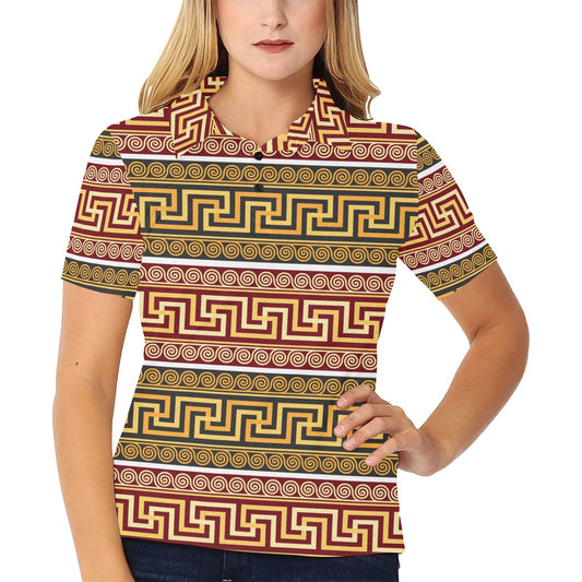 Ancient Greek Pattern Print Design LKS302 Women's Polo Shirt