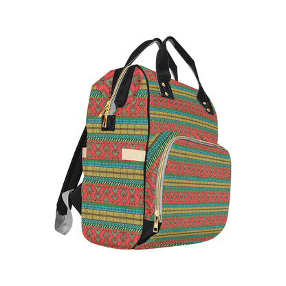 African Colorful Zigzag Print Pattern Diaper Bag Backpack