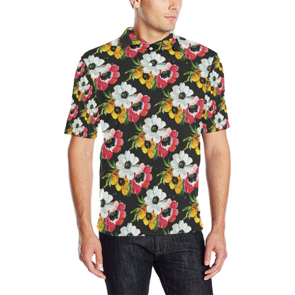 Anemone Pattern Print Design AM07 Men Polo Shirt