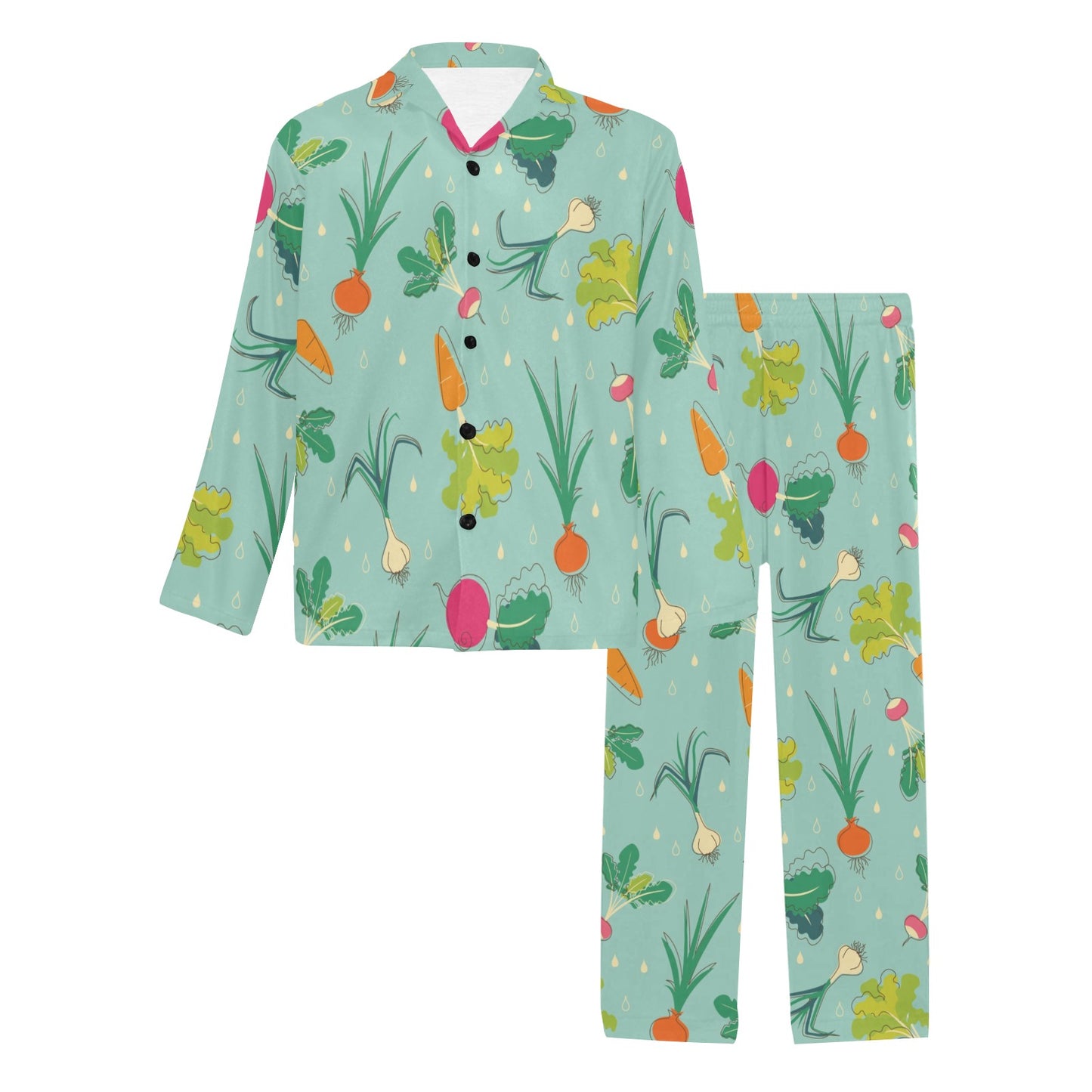 Radish Pattern Print Design A01 Men's Long Pajama Set