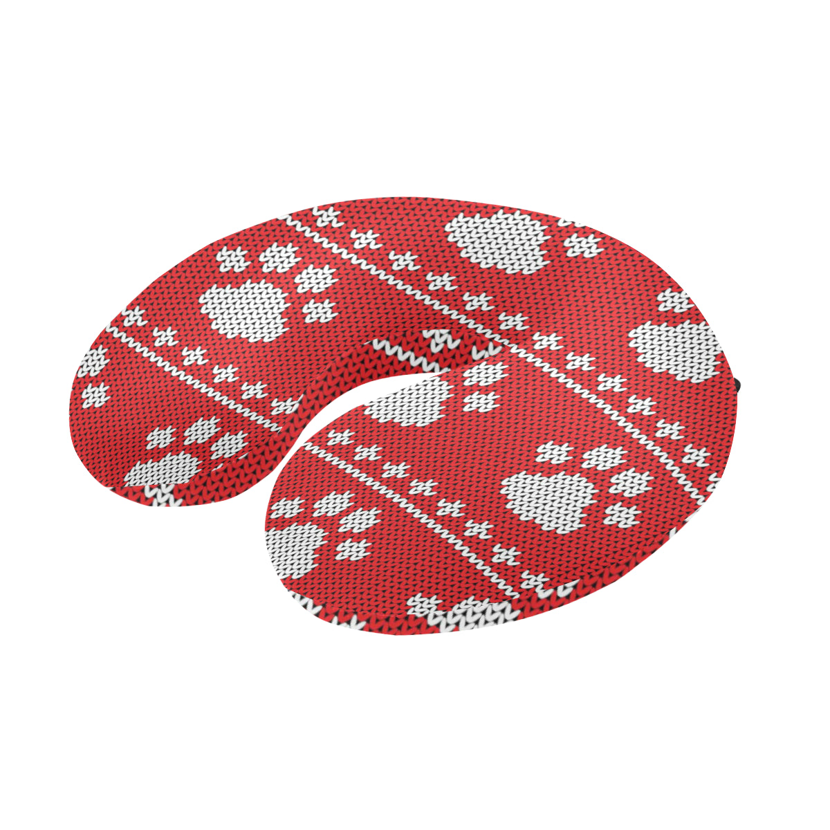 Knit Paw Pattern Print Design 03 U-Shaped Travel Neck Pillow
