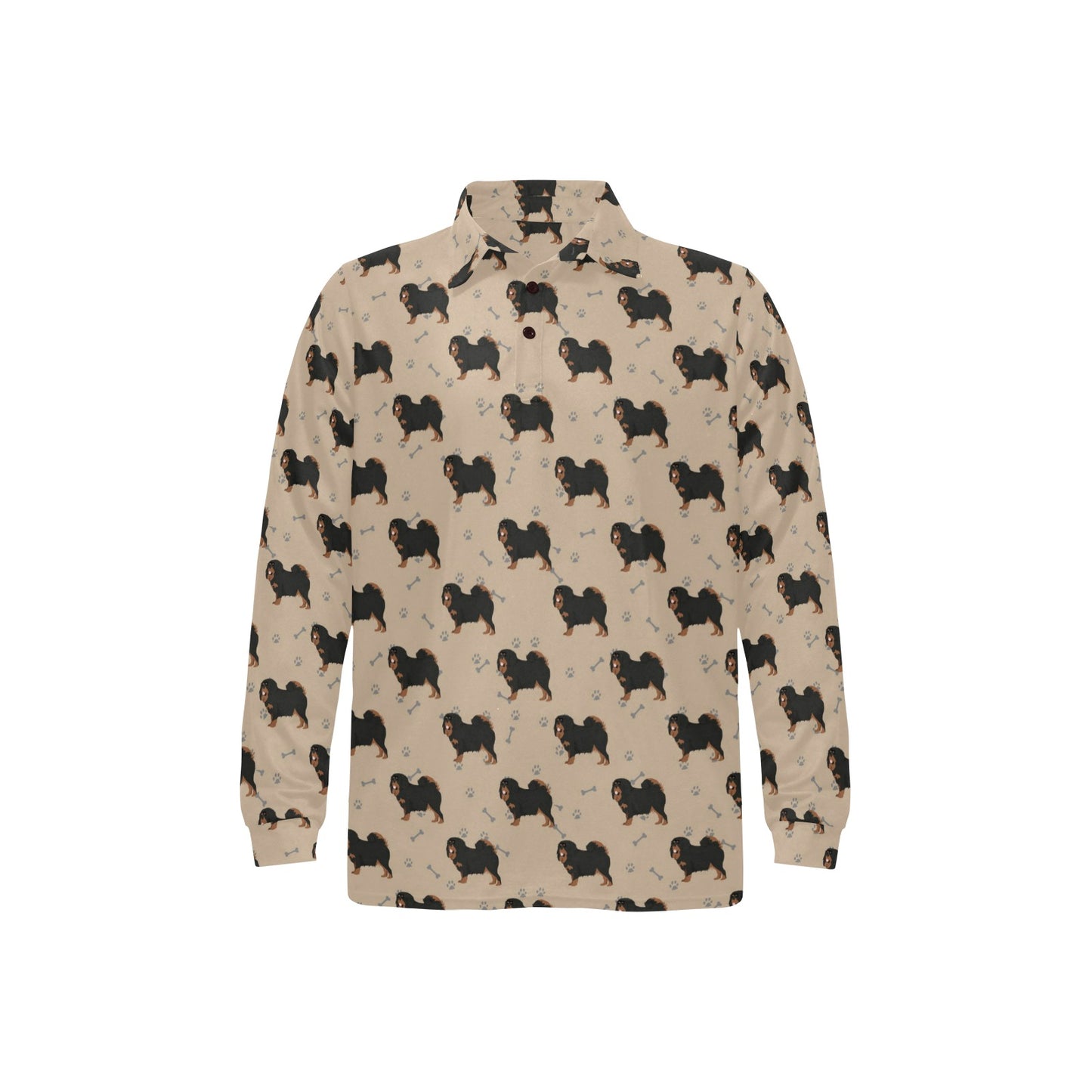 Tibetan Mastiffs Print Design LKS301 Long Sleeve Polo Shirt For Men's