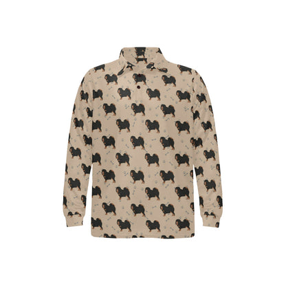 Tibetan Mastiffs Print Design LKS301 Long Sleeve Polo Shirt For Men's
