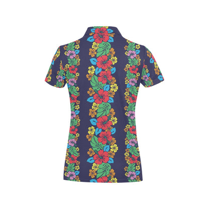 Hawaiian Themed Pattern Print Design H03 Women's Polo Shirt