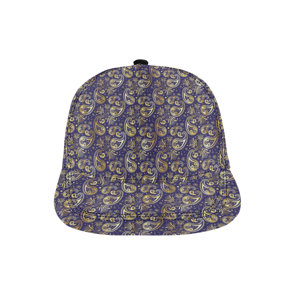 Paisley Blue Yellow Design Print Snapback Cap