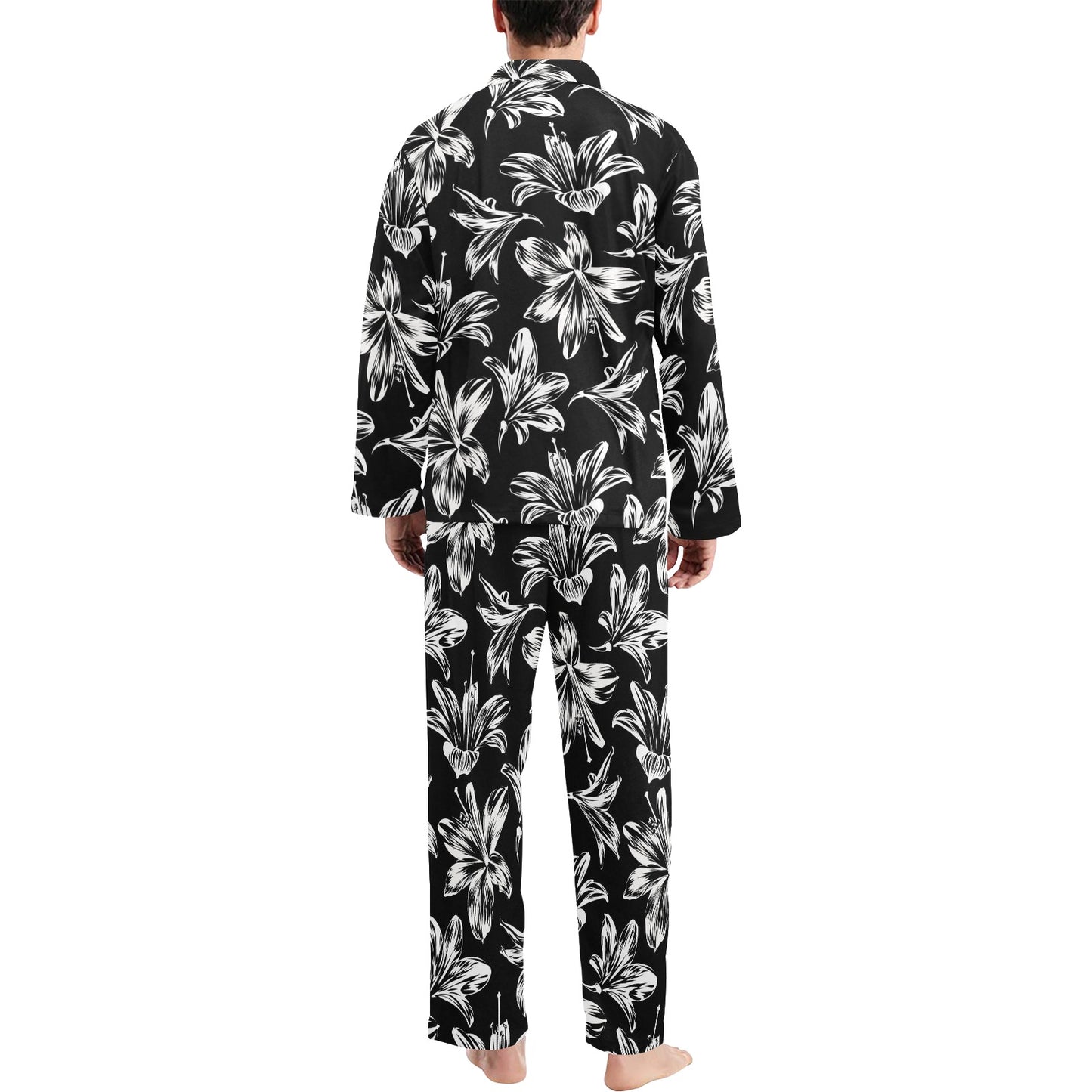 Amaryllis Pattern Print Design AL04 Men's Long Pajama Set