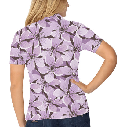Lilac Pattern Print Design 01 Women's Polo Shirt