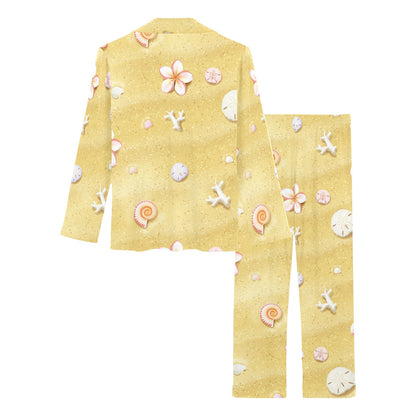 Beach Theme Print Women's Long Pajama Set