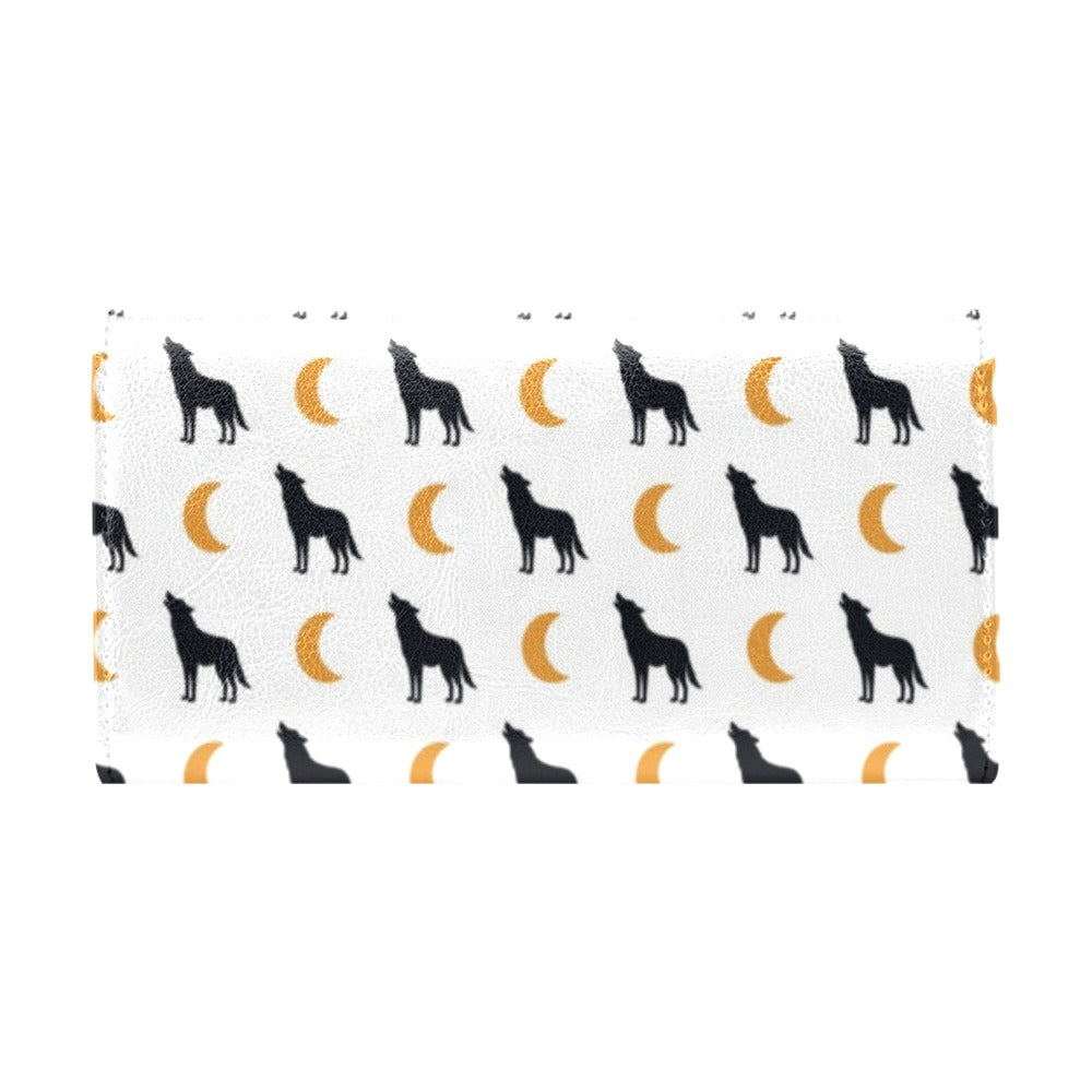 Wolf Moon Print Design LKS302 Women's Trifold Wallet
