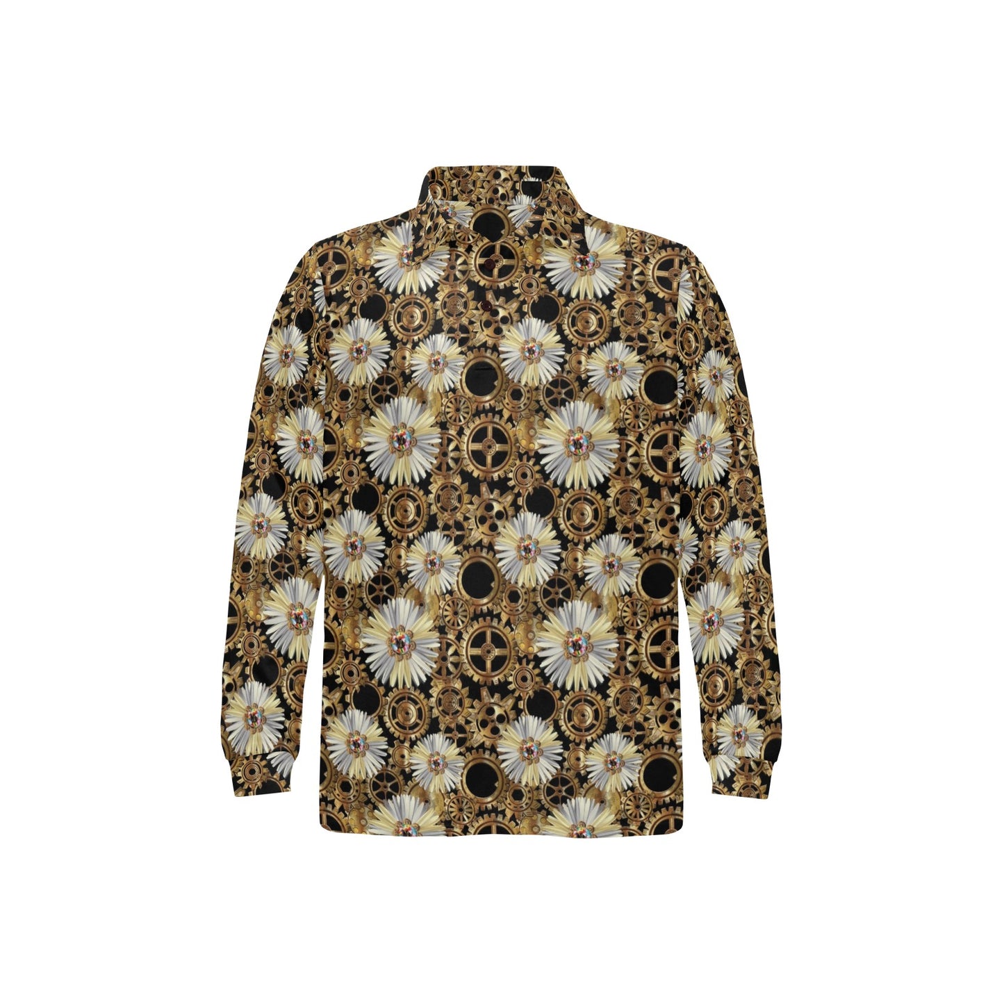Steampunk Print Design LKS305 Long Sleeve Polo Shirt For Men's
