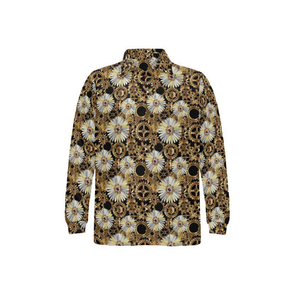 Steampunk Print Design LKS305 Long Sleeve Polo Shirt For Men's
