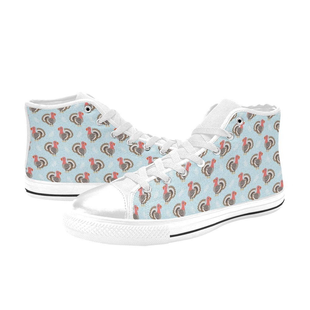 Turkey Print Design LKS403 Men's High Top Canvas Shoes