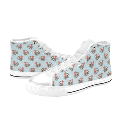 Turkey Print Design LKS403 Men's High Top Canvas Shoes