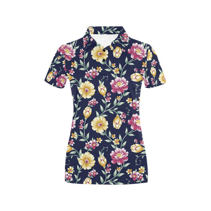 Gerberas Pattern Print Design GB03 Women's Polo Shirt