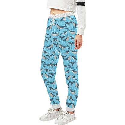 Whale Pattern Design Themed Print Unisex Sweatpants