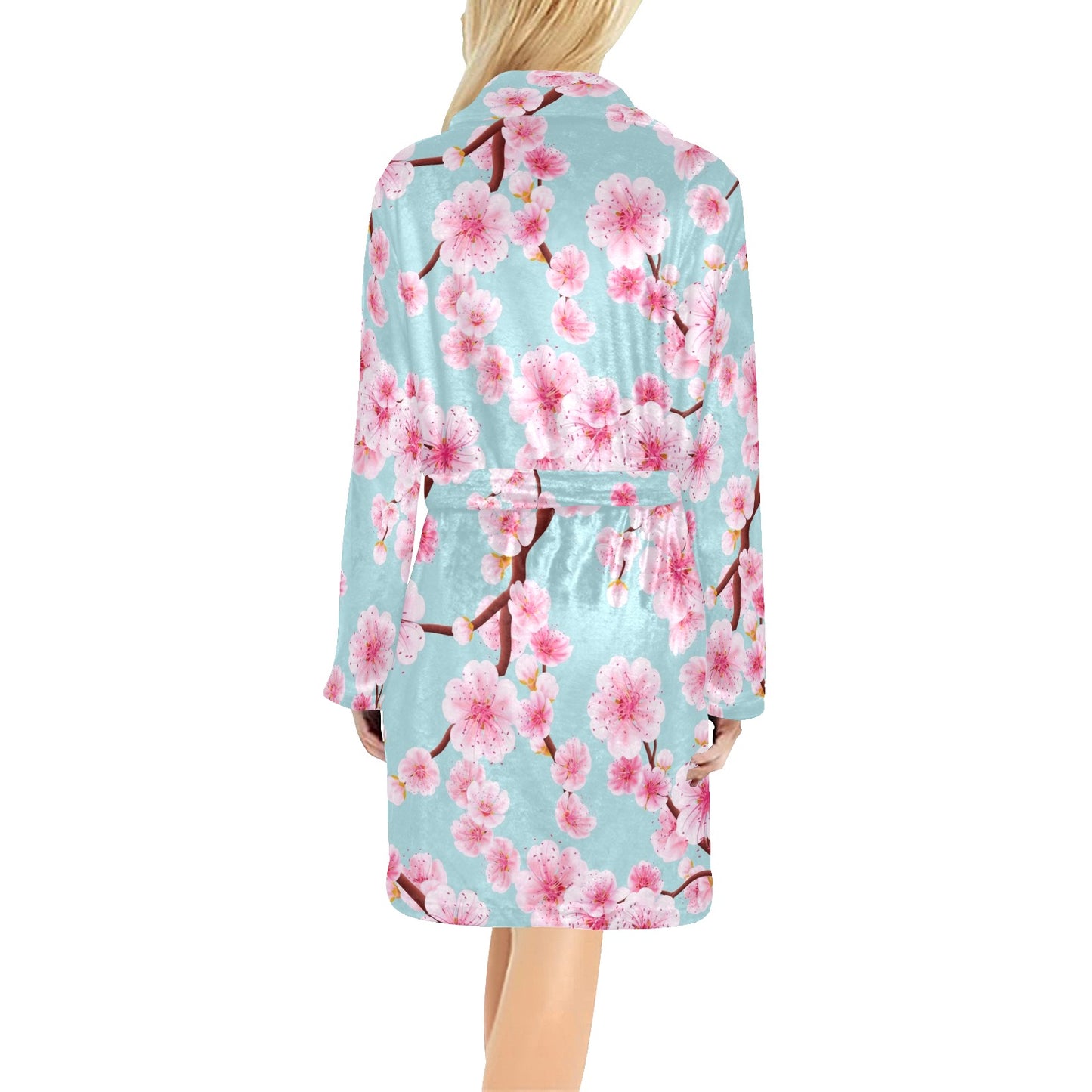 Cherry Blossom Pattern Print Design CB04 Women's Fleece Robe