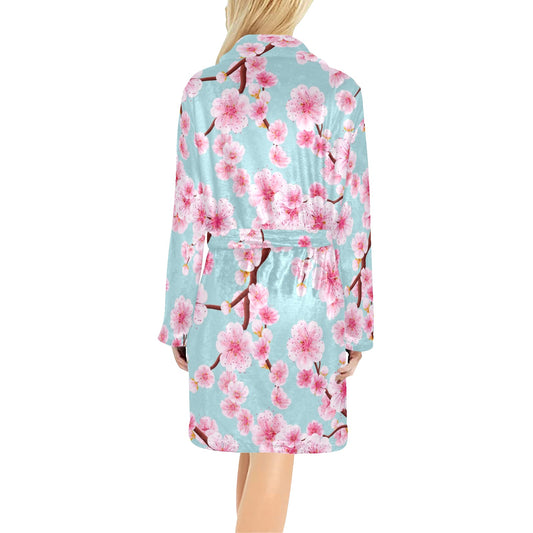 Cherry Blossom Pattern Print Design CB04 Women's Fleece Robe
