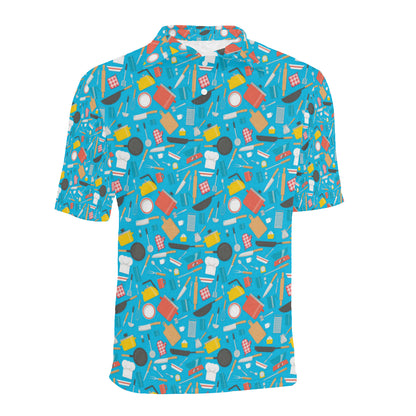 Cooking Kitchen Tools Pattern Print Design 03 Men Polo Shirt