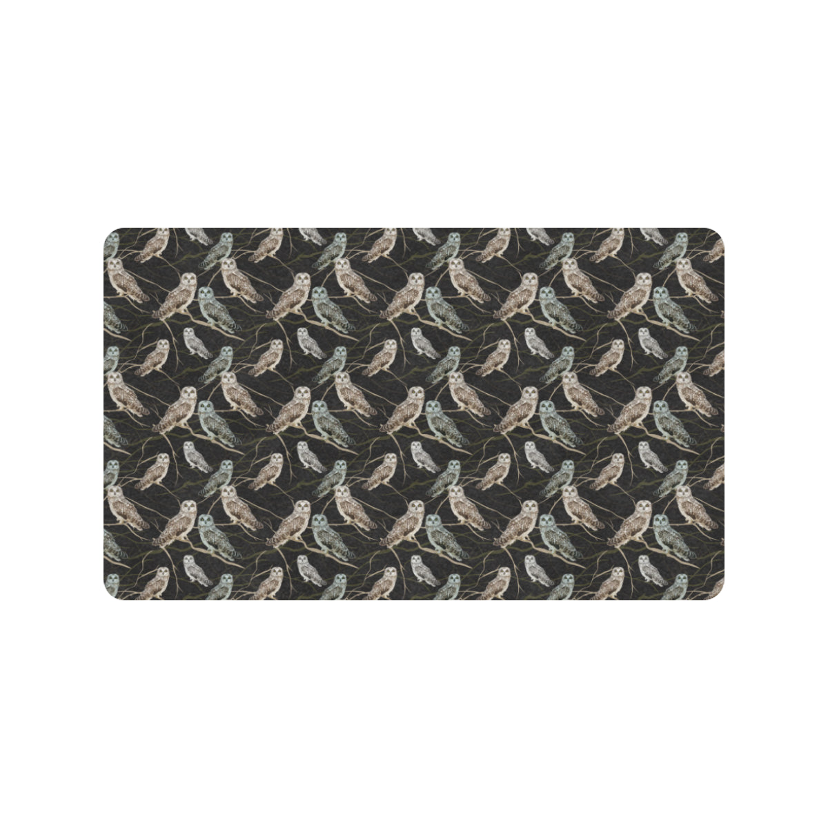 Owl Branch Themed Design Print Rubber Doormat