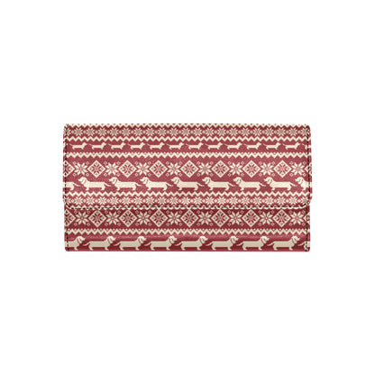Dachshund Pattern Print Design 09 Women's Trifold Wallet