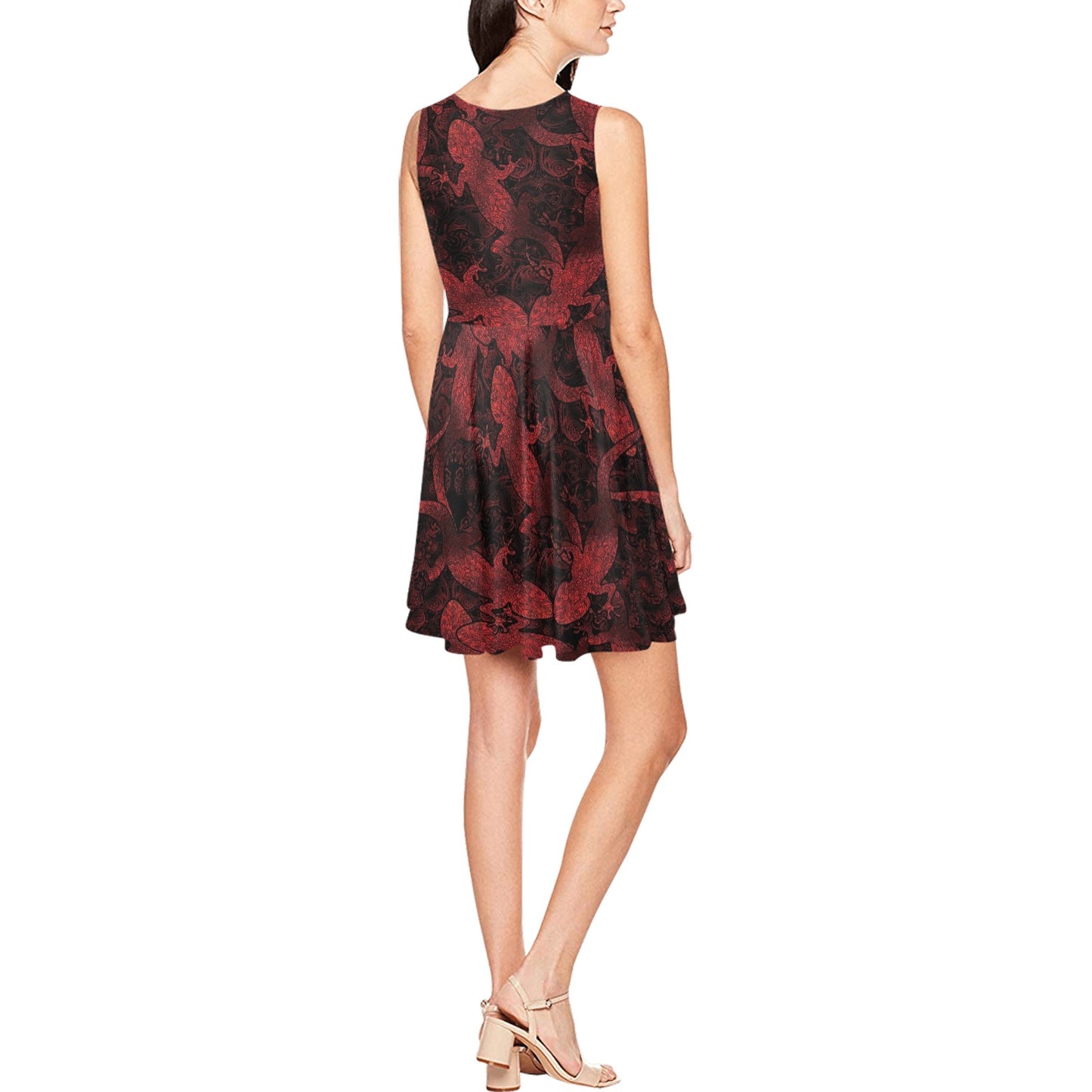 Gecko Pattern Print Design 04 Sleeveless Dress