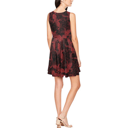 Gecko Pattern Print Design 04 Sleeveless Dress