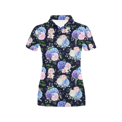 Hibiscus Pattern Print Design HB033 Women's Polo Shirt