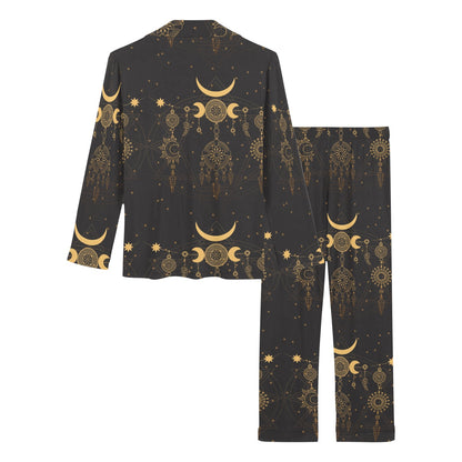 Sun Moon Boho Style Women's Long Pajama Set